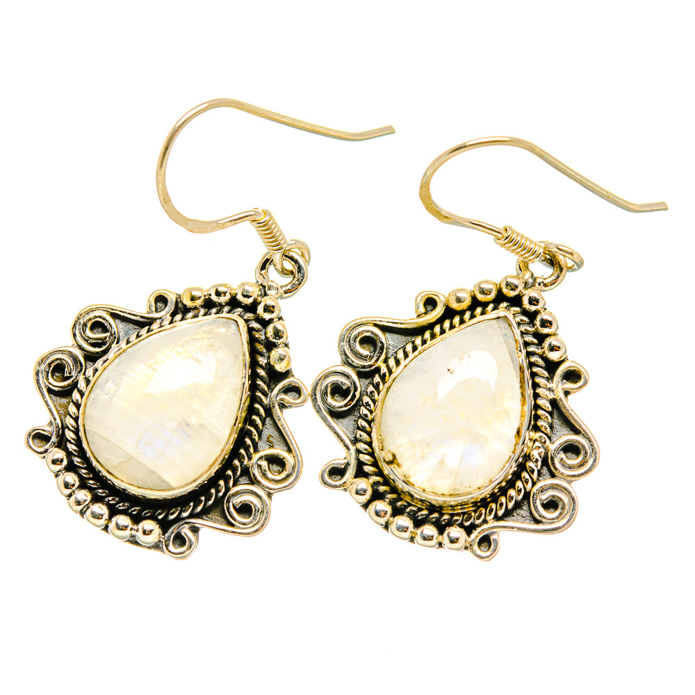 Rainbow Moonstone Earrings handcrafted by Ana Silver Co - EARR419126