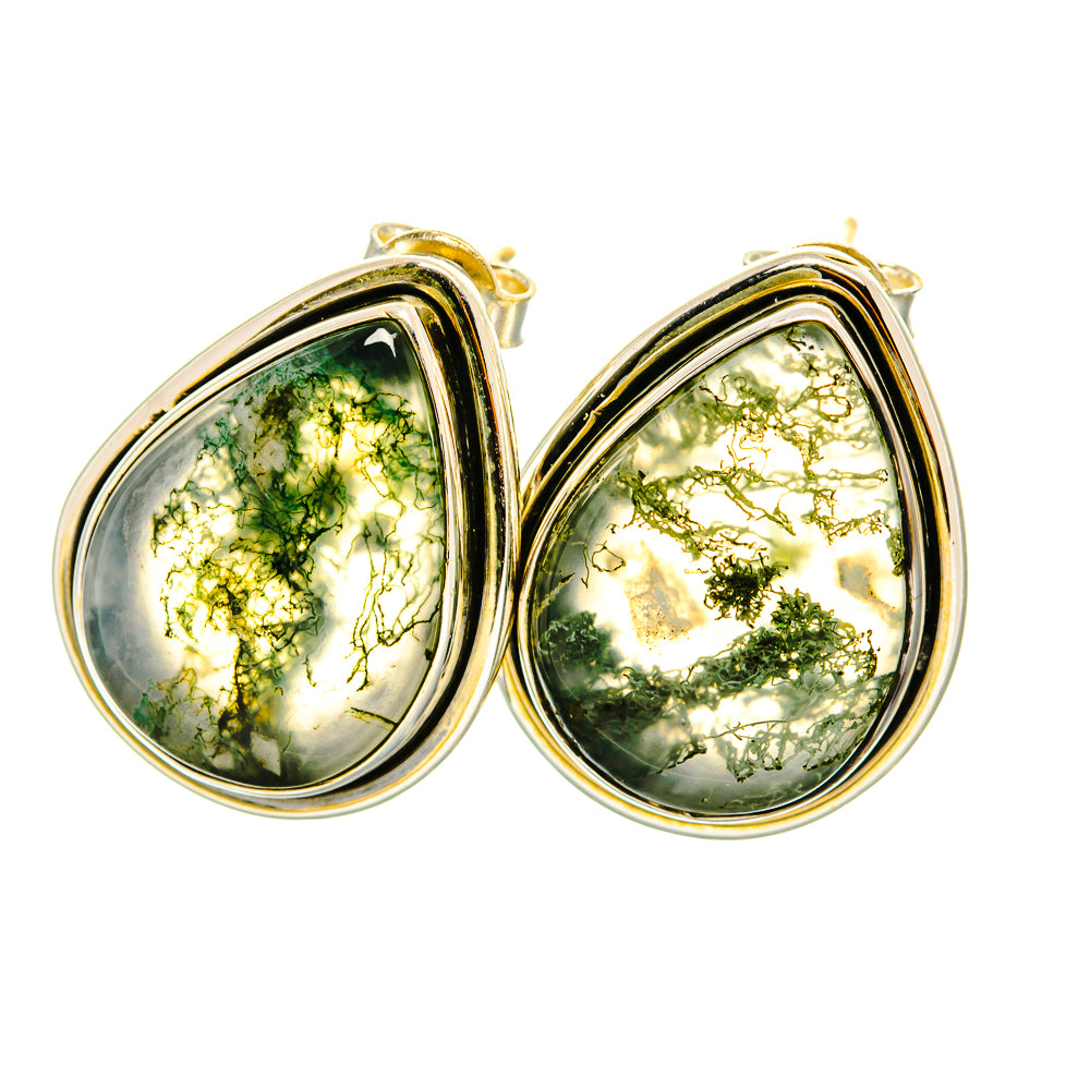 Green Moss Agate Earrings handcrafted by Ana Silver Co - EARR419131