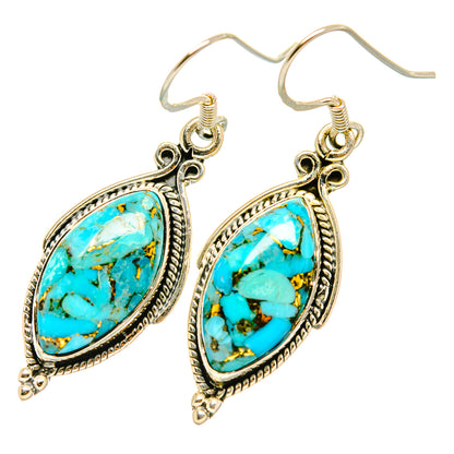 Blue Copper Composite Turquoise Earrings handcrafted by Ana Silver Co - EARR419137