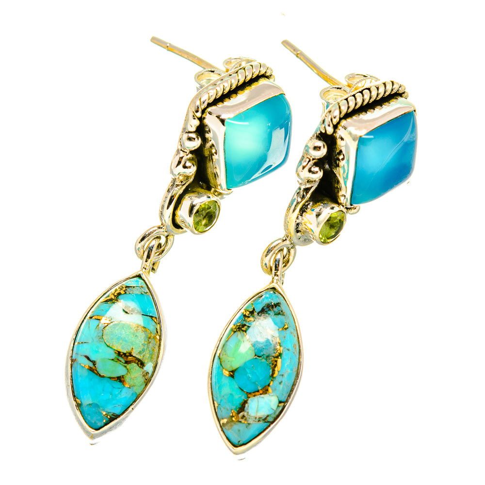 Blue Copper Composite Turquoise Earrings handcrafted by Ana Silver Co - EARR419176
