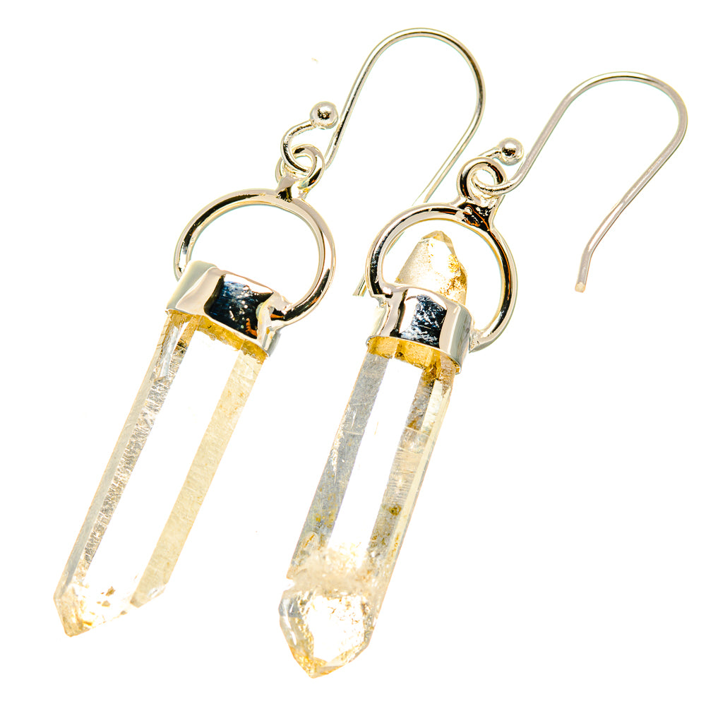 Herkimer diamond earrings in sterling silver with two clear crystal drop dangles