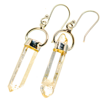 Herkimer diamond earrings in sterling silver with two clear crystal drop dangles