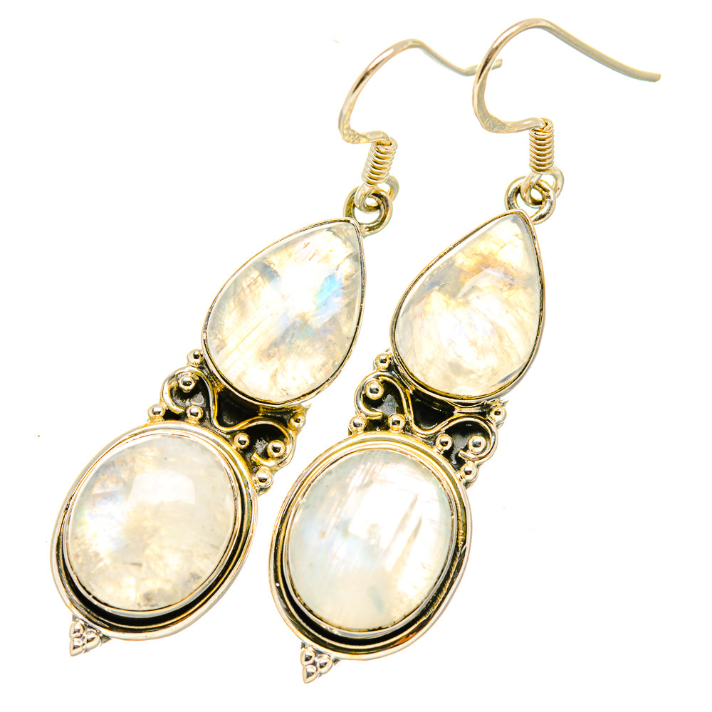 Rainbow Moonstone Earrings handcrafted by Ana Silver Co - EARR419211