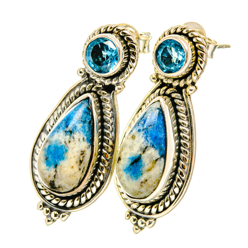 K2 Blue Azurite Earrings handcrafted by Ana Silver Co - EARR419214