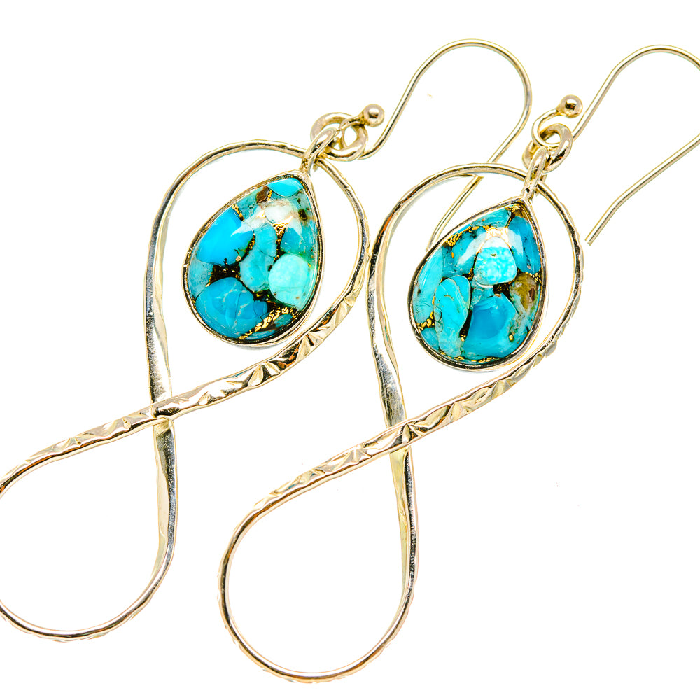 Blue Copper Composite Turquoise Earrings handcrafted by Ana Silver Co - EARR419222