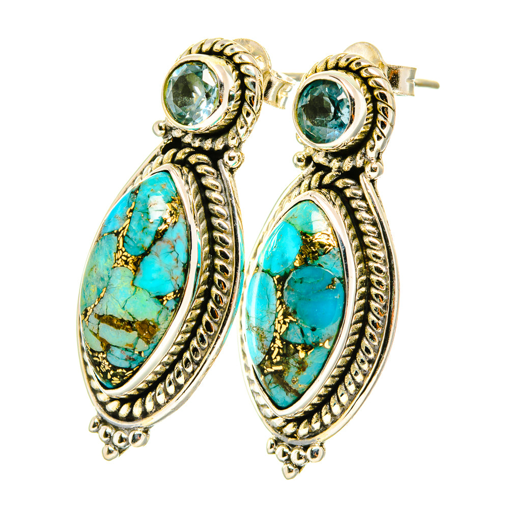 Blue Copper Composite Turquoise Earrings handcrafted by Ana Silver Co - EARR419235