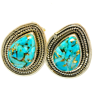 Blue Copper Composite Turquoise Earrings handcrafted by Ana Silver Co - EARR419238