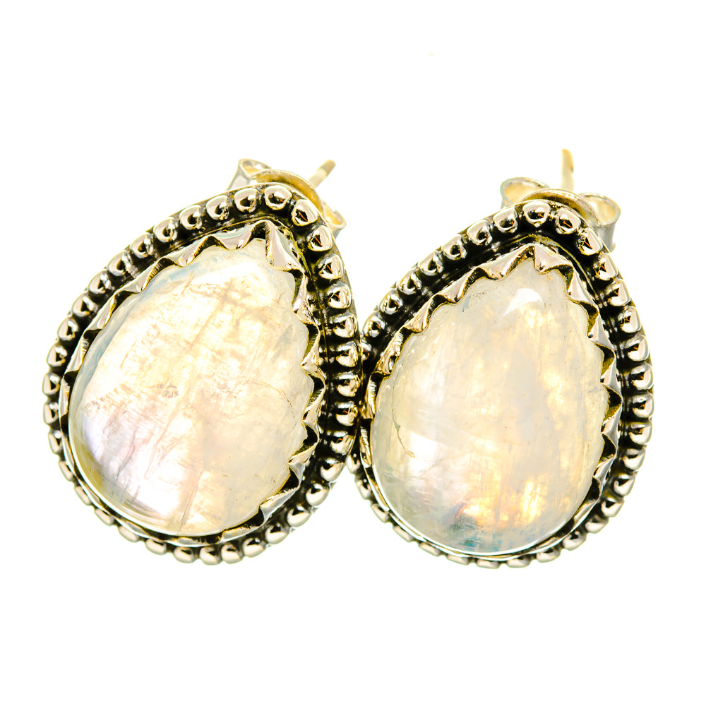 Rainbow Moonstone Earrings handcrafted by Ana Silver Co - EARR419253