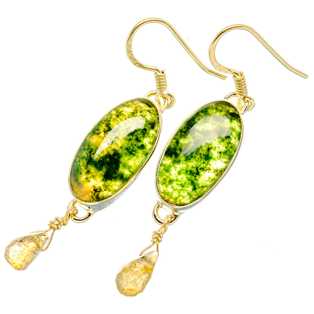 Green Moss Agate Earrings handcrafted by Ana Silver Co - EARR419261