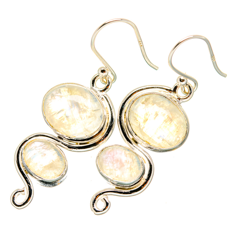 Rainbow Moonstone Earrings handcrafted by Ana Silver Co - EARR419324