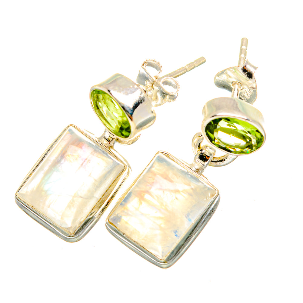 Rainbow Moonstone Earrings handcrafted by Ana Silver Co - EARR419328