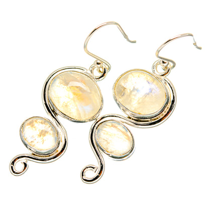 925 sterling silver moonstone drop earrings with oval opalescent stones
