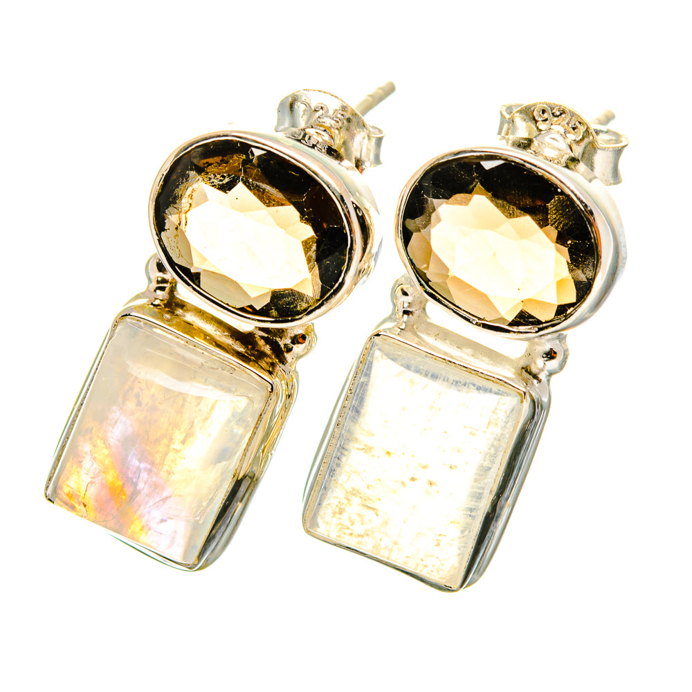 Rainbow Moonstone Earrings handcrafted by Ana Silver Co - EARR419335