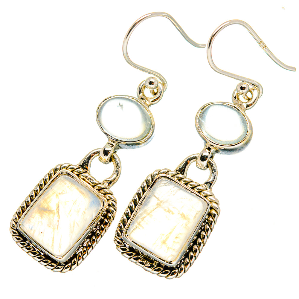 Rainbow Moonstone Earrings handcrafted by Ana Silver Co - EARR419349