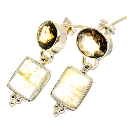 Rainbow Moonstone Earrings handcrafted by Ana Silver Co - EARR419370