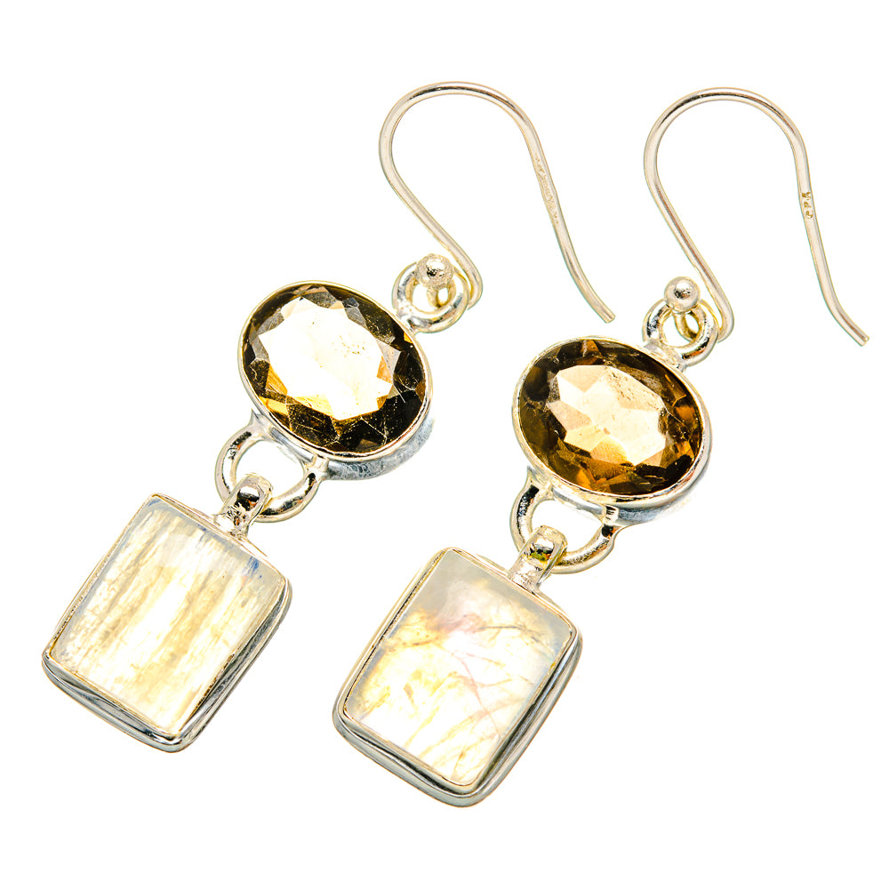 Rainbow Moonstone Earrings handcrafted by Ana Silver Co - EARR419388