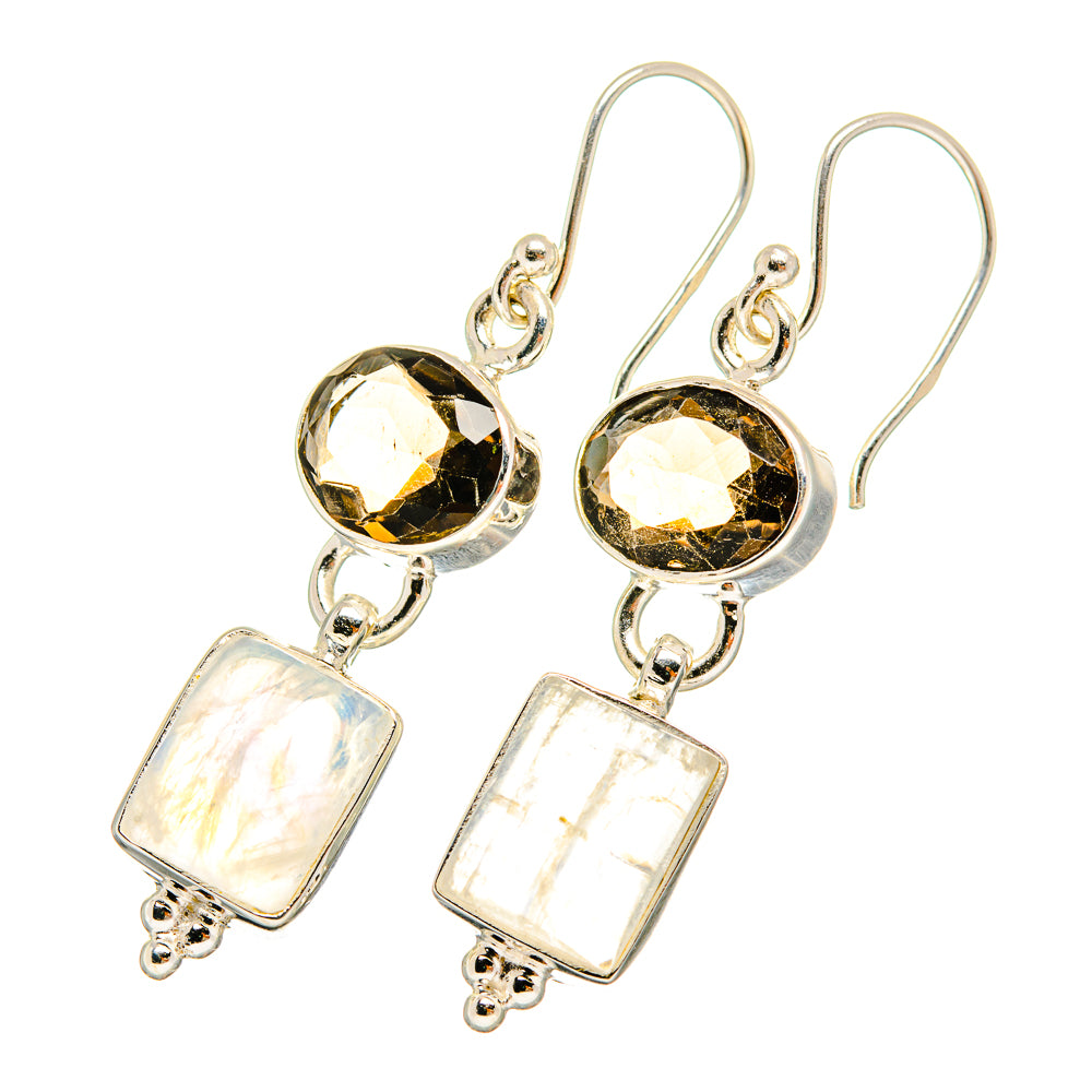 Rainbow Moonstone Earrings handcrafted by Ana Silver Co - EARR419402