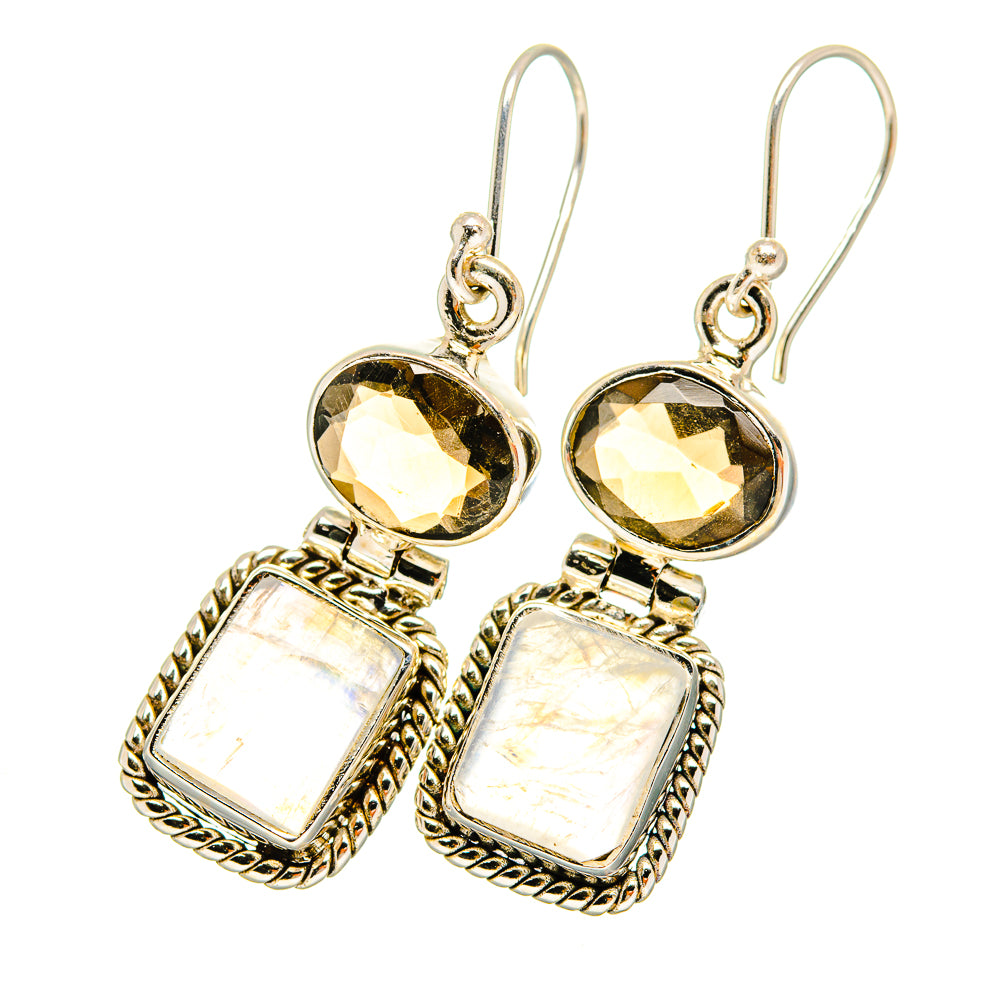 Rainbow Moonstone Earrings handcrafted by Ana Silver Co - EARR419406