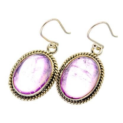 925 sterling silver oval amethyst drop earrings with rope bezel and hook closures