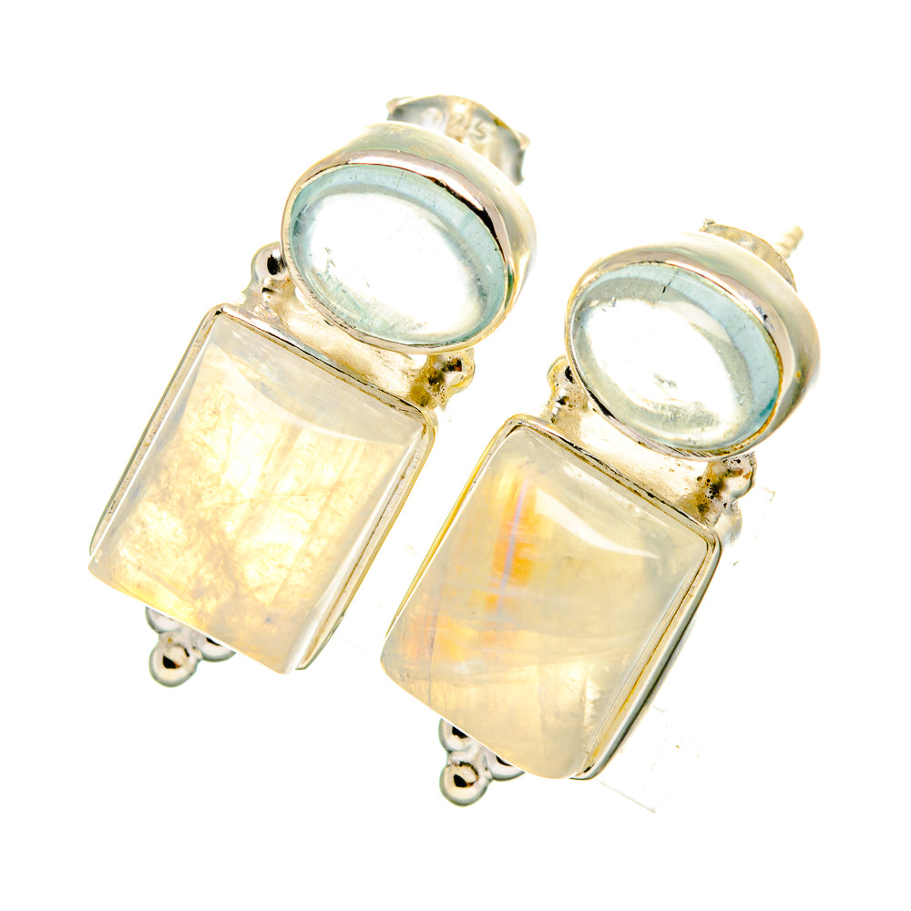 Rainbow Moonstone Earrings handcrafted by Ana Silver Co - EARR419438