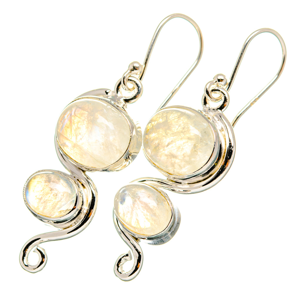 Rainbow Moonstone Earrings handcrafted by Ana Silver Co - EARR419453