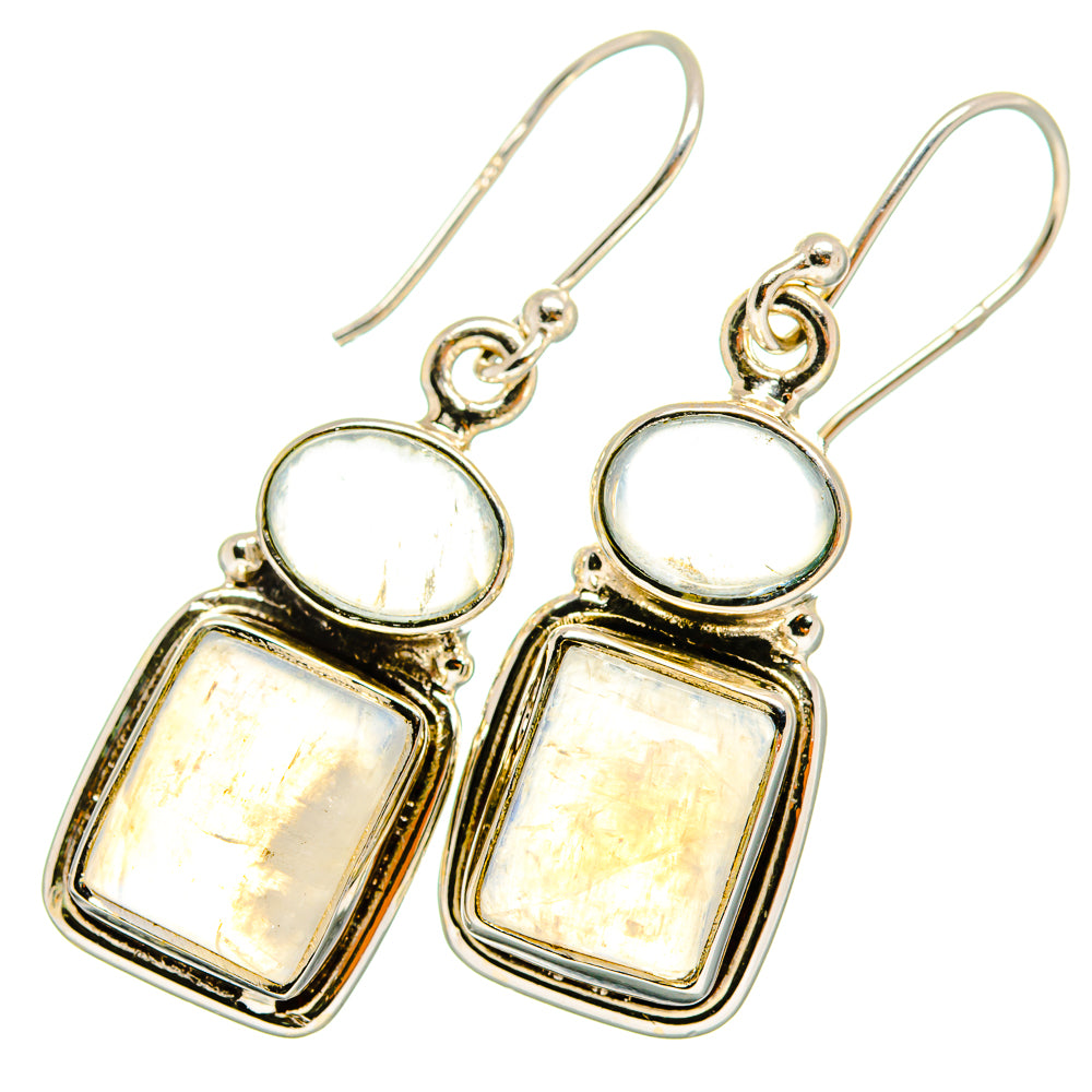 Rainbow Moonstone Earrings handcrafted by Ana Silver Co - EARR419456