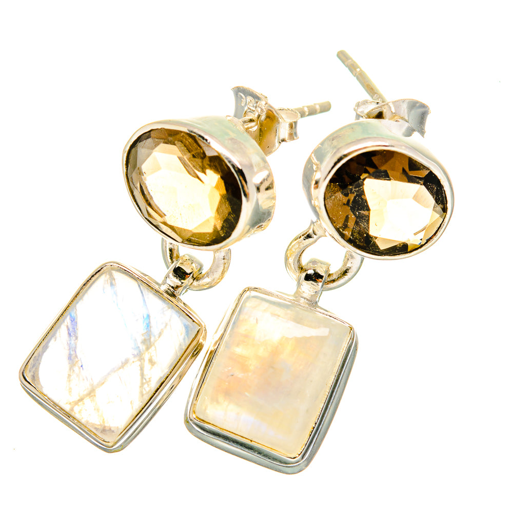 Rainbow Moonstone Earrings handcrafted by Ana Silver Co - EARR419470