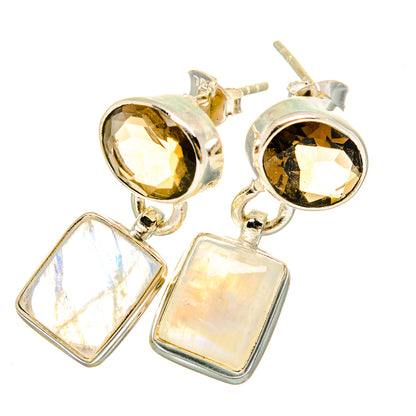 Rainbow Moonstone Earrings handcrafted by Ana Silver Co - EARR419470