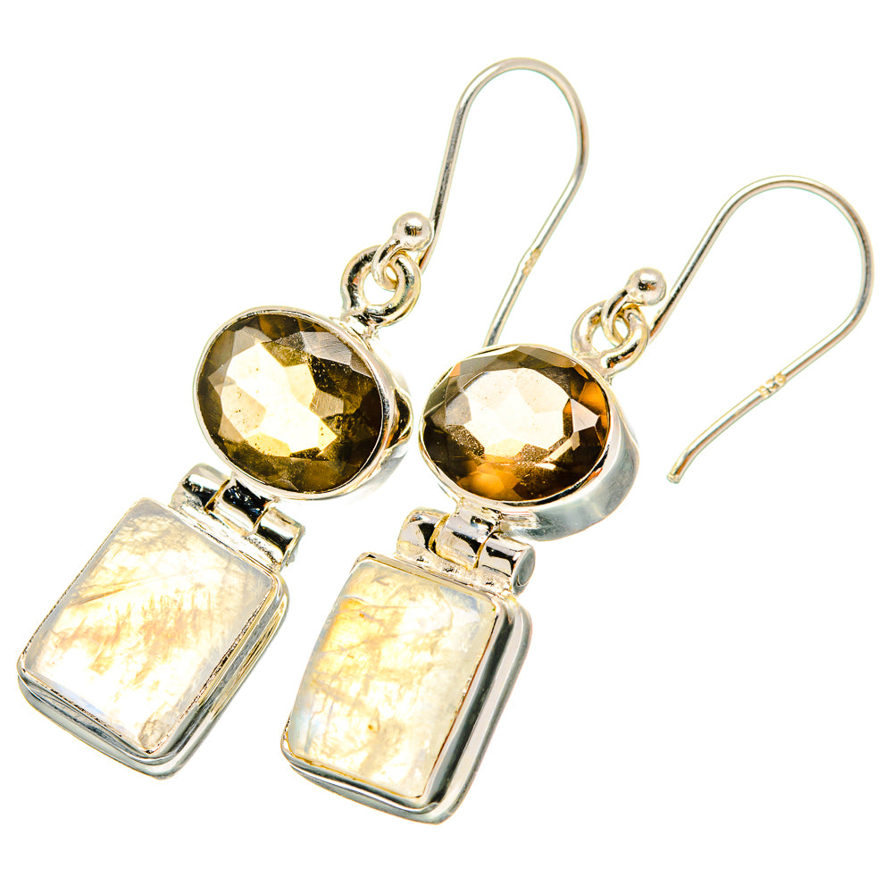 Rainbow Moonstone Earrings handcrafted by Ana Silver Co - EARR419474