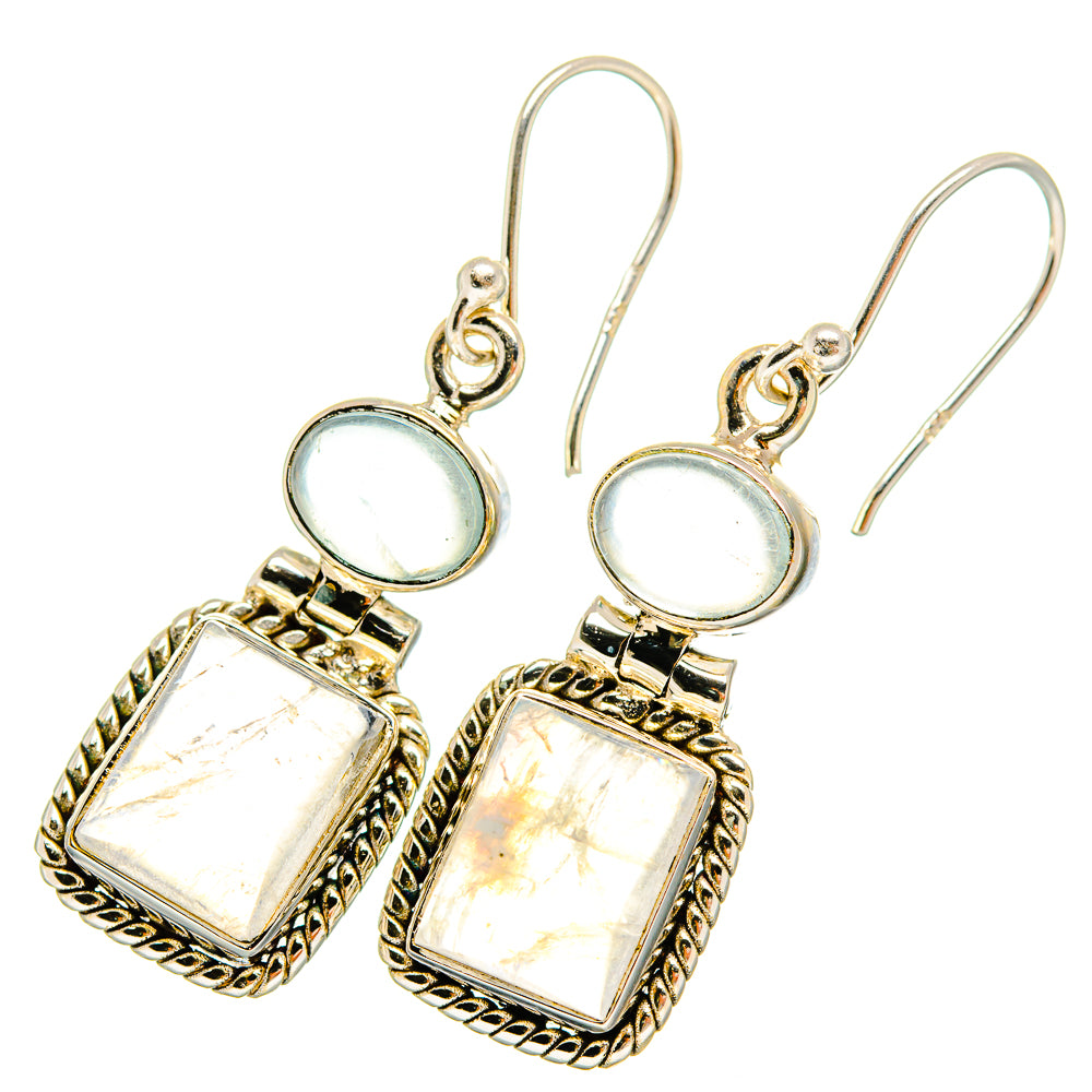 Rainbow Moonstone Earrings handcrafted by Ana Silver Co - EARR419475