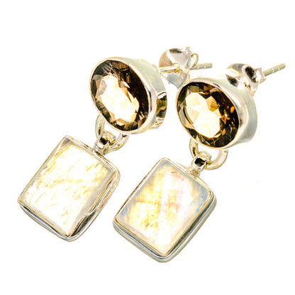 Rainbow Moonstone Earrings handcrafted by Ana Silver Co - EARR419500