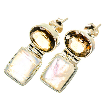 Rainbow Moonstone Earrings handcrafted by Ana Silver Co - EARR419517