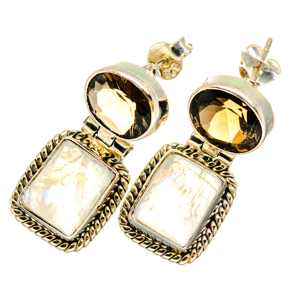 Rainbow Moonstone Earrings handcrafted by Ana Silver Co - EARR419520