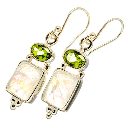 Rainbow Moonstone Earrings handcrafted by Ana Silver Co - EARR419523