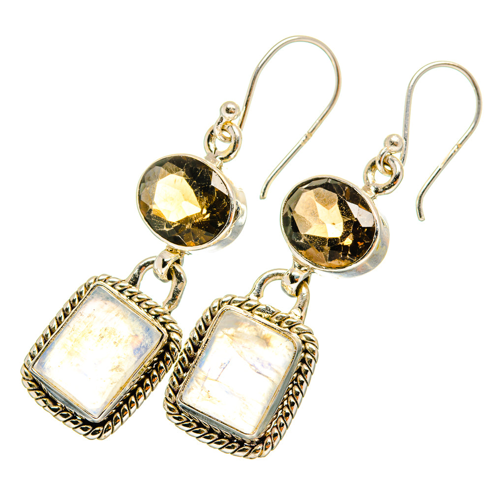 Rainbow Moonstone Earrings handcrafted by Ana Silver Co - EARR419536