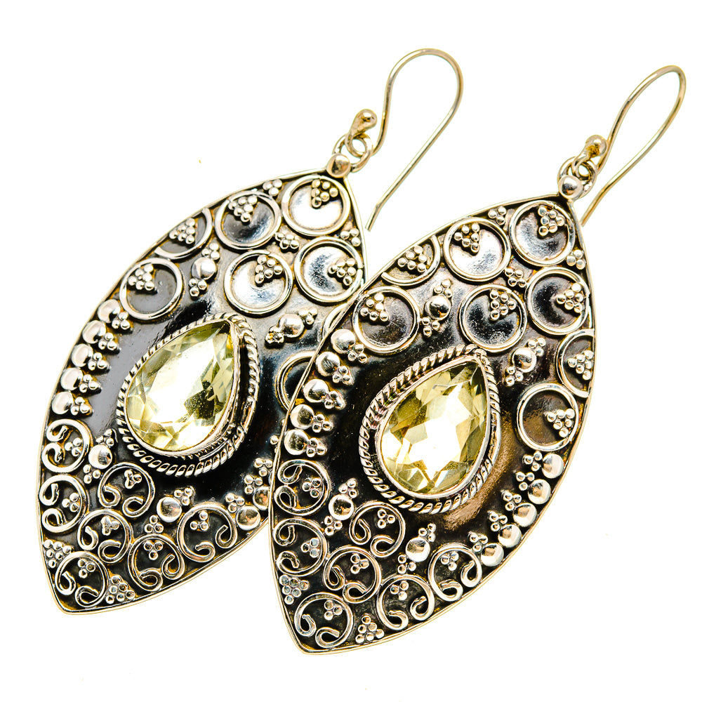 Sterling silver teardrop filigree amethyst earrings with bezel-set stones