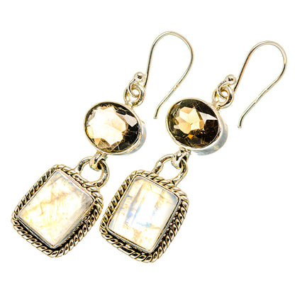 Rainbow Moonstone Earrings handcrafted by Ana Silver Co - EARR419595