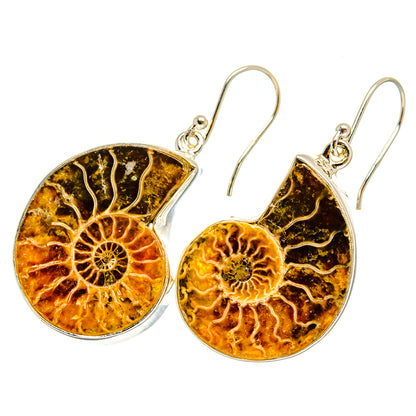 Ammonite Fossil Earrings handcrafted by Ana Silver Co - EARR419619