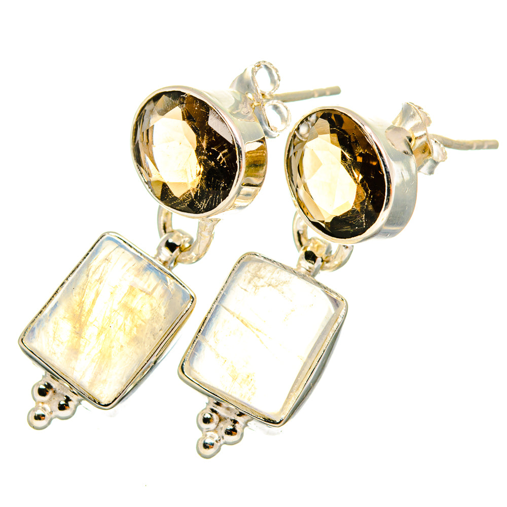 Rainbow Moonstone Earrings handcrafted by Ana Silver Co - EARR419623