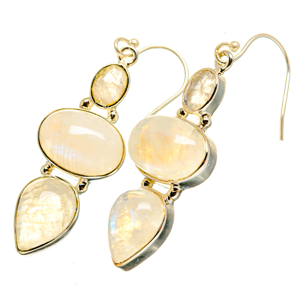 Rainbow Moonstone Earrings handcrafted by Ana Silver Co - EARR419650