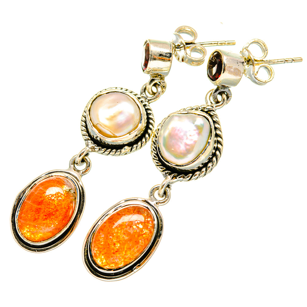 Sunstone Earrings handcrafted by Ana Silver Co - EARR419720
