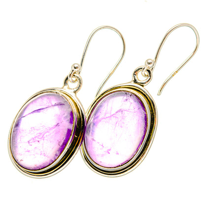 Amethyst oval drop earrings, 925 sterling silver, purple gemstone, pair view