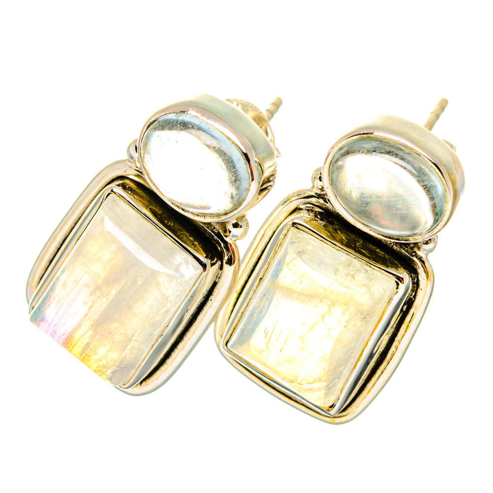 Rainbow Moonstone Earrings handcrafted by Ana Silver Co - EARR419731
