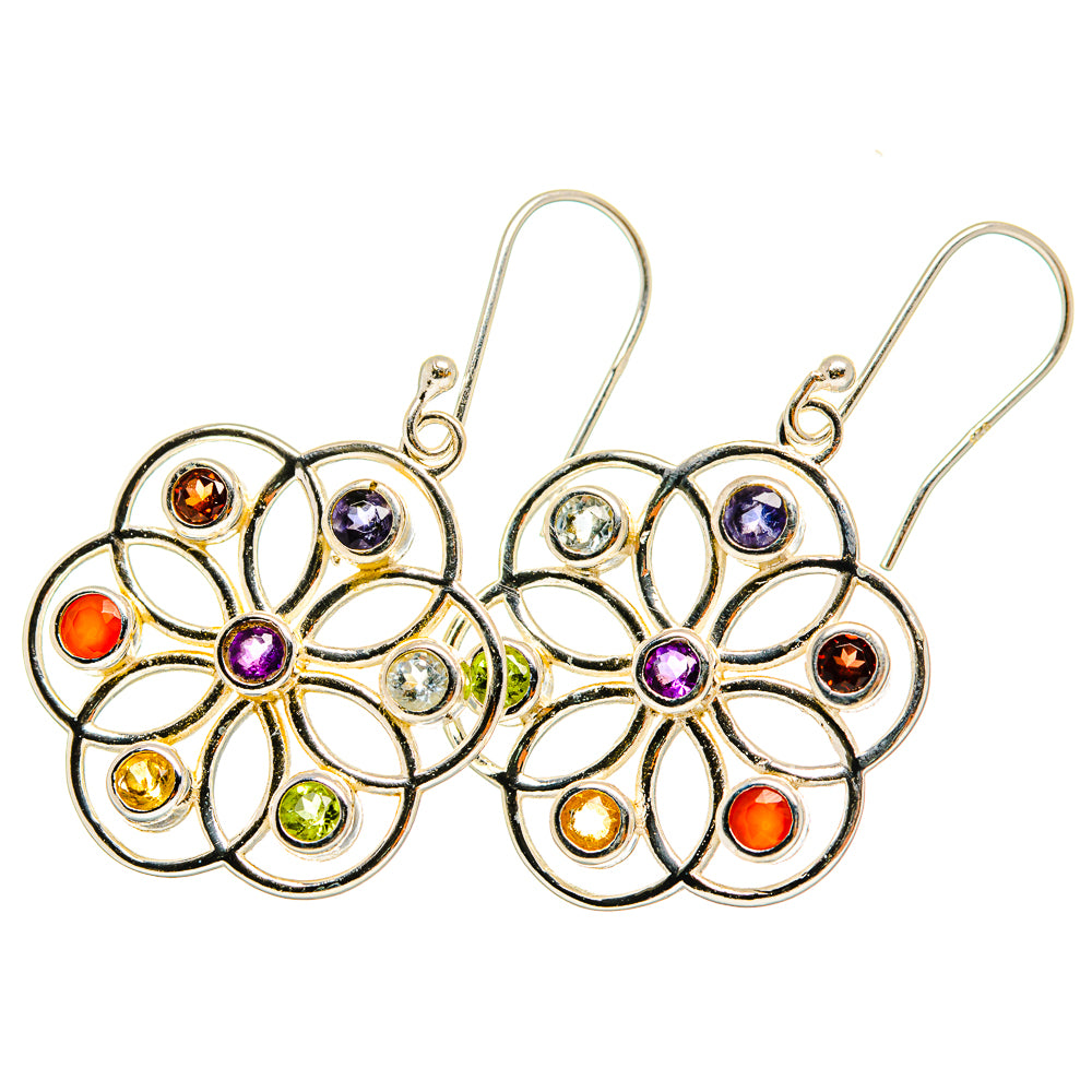 Multi-stone Rainbow Flower Earrings handcrafted by Ana Silver Co - EARR419754