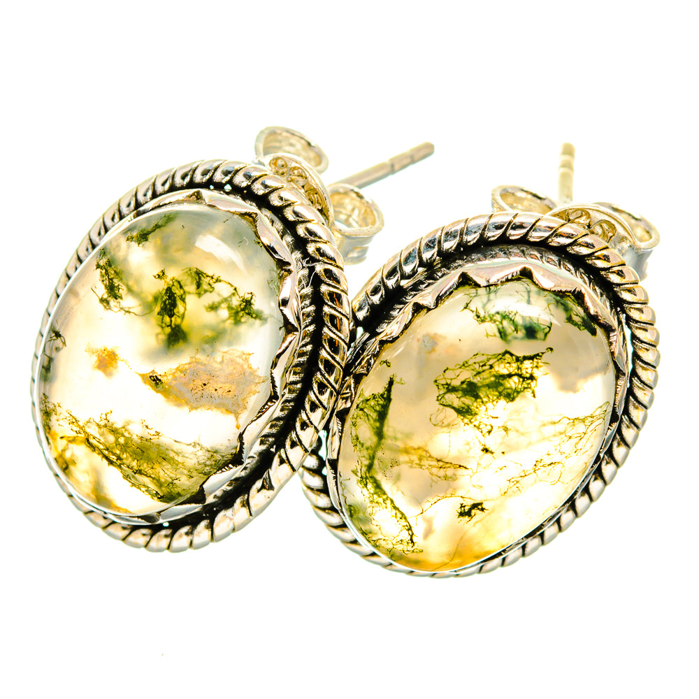 Green Moss Agate Earrings handcrafted by Ana Silver Co - EARR419797