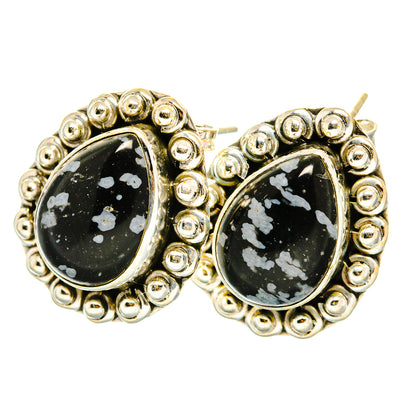 Snowflake Obsidian Earrings handcrafted by Ana Silver Co - EARR419805