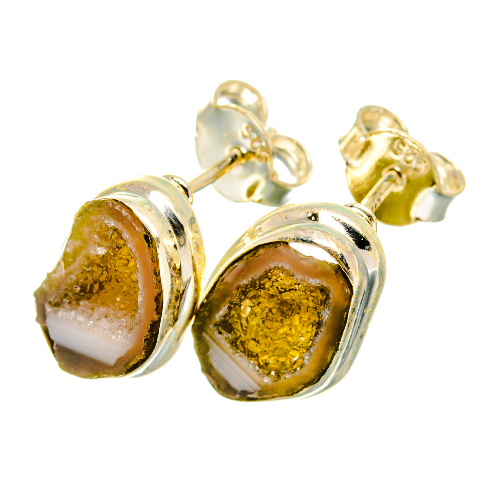 Yellow Geode Slice Earrings handcrafted by Ana Silver Co - EARR419809