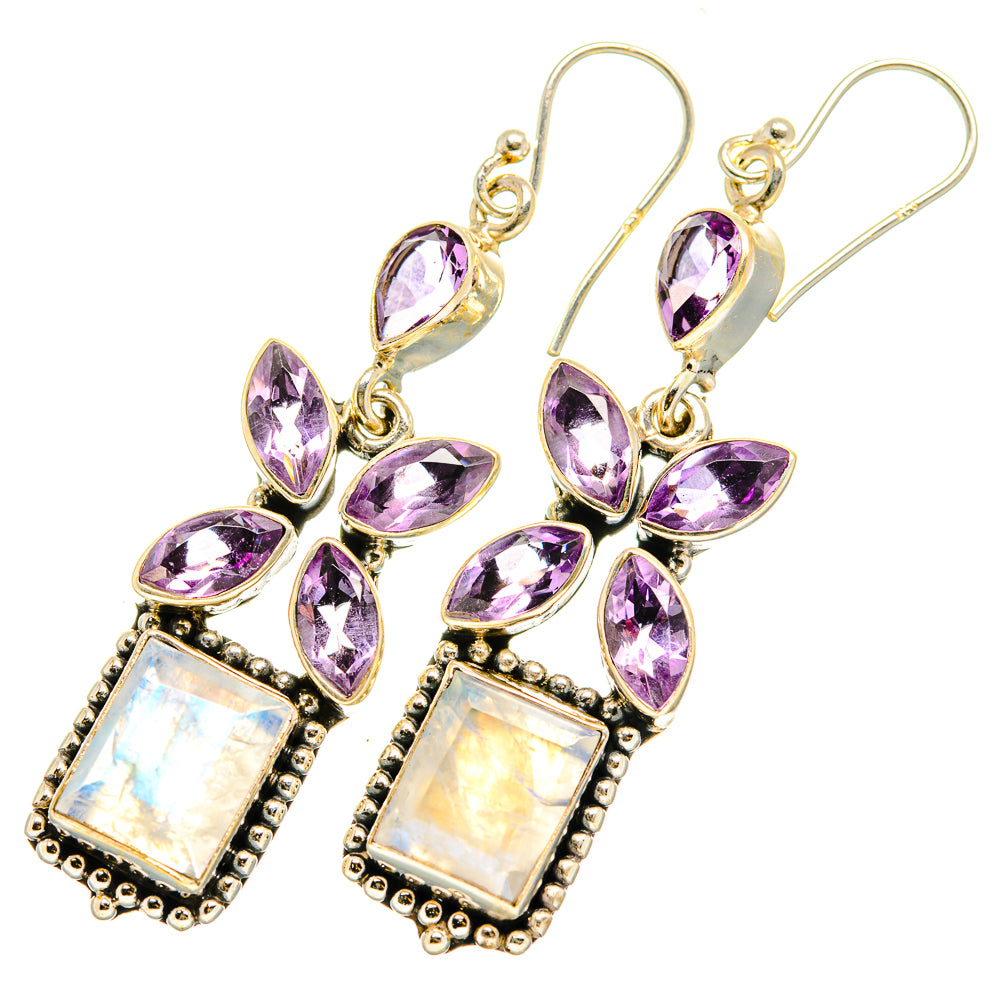 Rainbow Moonstone Earrings handcrafted by Ana Silver Co - EARR419811