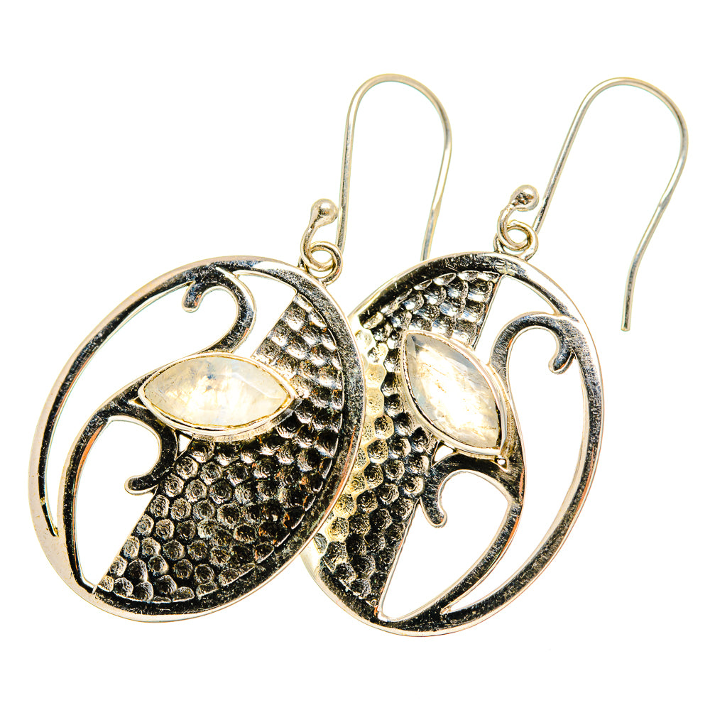Rainbow Moonstone Earrings handcrafted by Ana Silver Co - EARR419824
