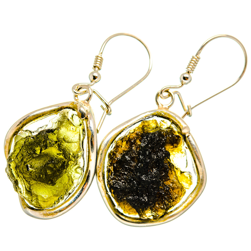 Czech Moldavite Earrings handcrafted by Ana Silver Co - EARR419827